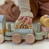 Little Dutch train de blocs en bois Safari Friends vert LD7435