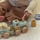 Little Dutch train de blocs en bois Safari Friends vert LD7435