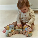 Little Dutch train de blocs en bois Safari Friends vert LD7435
