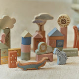 Little Dutch blocs de construction en bois Safari Friends vert LD7445