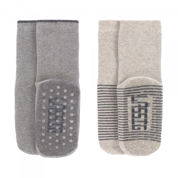 Lassig Lot de 2 chaussettes antidérapantes, pointure 19-22 grey/beige 1532002963-19