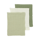 Meyco Baby draps tétra 70x70cm natural/soft olive/ olive green (lot de 3) 152.000.CP.04.M3