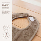 Meyco Baby bavoirs en éponge rayés (lot de 3) taupe 312.253.31.02C