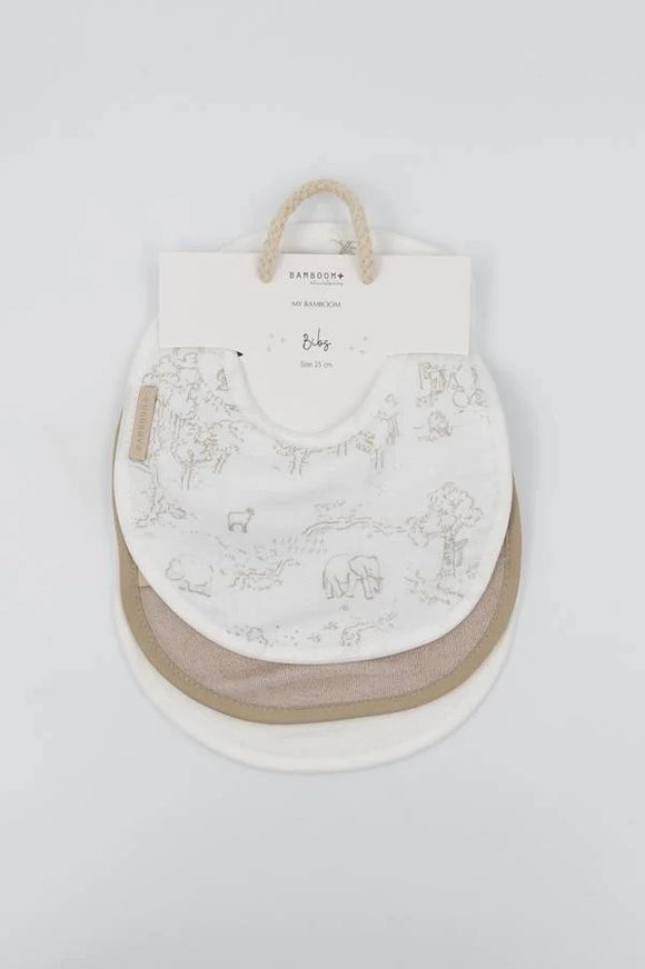 Bamboom bavoir boomy's world white/sand/oyster greyk (lot de 3) 422-119
