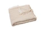 Jollein couverture gaze de Coton Fringe stripe 75x100cm biscuit 516-511-68090