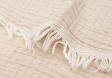 Jollein couverture gaze de Coton Fringe stripe 75x100cm biscuit 516-511-68090