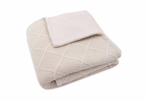 Jollein couverture berceau 75x100cm check knit oatmeal/teddy fleece 517-511-68040