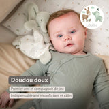 Nattou Loulou mini doudou éléphant vert tilleul et écru 318075