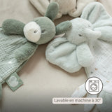 Nattou Loulou mini doudou éléphant vert tilleul et écru 318075
