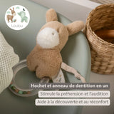 Nattou anneau hochet âne Loulou caramel clair 318150