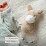 Nattou anneau hochet âne Loulou caramel clair 318150