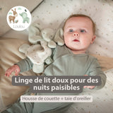 Nattou housse de couette 140 x 100 cm taie d’oreiller en velours et coton tetra Loulou couleurs douces 318358