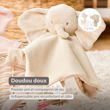 Nattou doudou éléphant en velours côtelé sable Fanfan 759106
