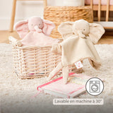 Nattou doudou éléphant en velours côtelé rose Fanfan 759113
