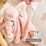 Nattou doudou éléphant en velours côtelé rose Fanfan 759113