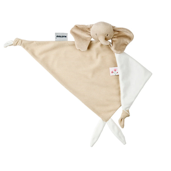 Nattou maxi doudou éléphant en velours côtelé sable Fanfan 759137