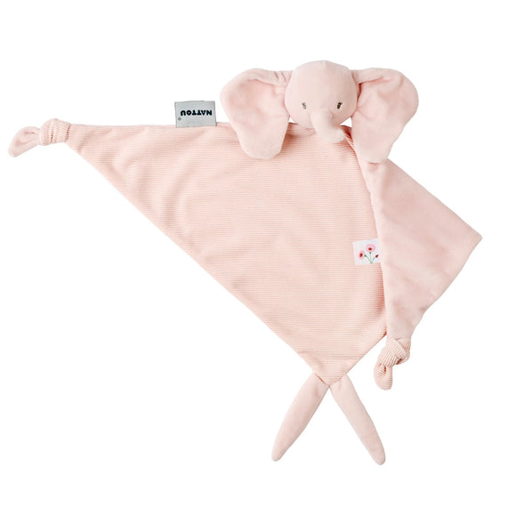 Nattou maxi doudou éléphant en velours côtelé rose Fanfan 759144