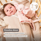 Nattou maxi doudou éléphant en velours côtelé rose Fanfan 759144