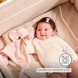 Nattou maxi doudou éléphant en velours côtelé rose Fanfan 759144