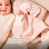 Nattou maxi doudou éléphant en velours côtelé rose Fanfan 759144