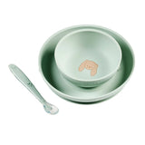 Nattou set repas silicone 3 pièces vert tilleul/lapin 873086
