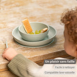 Nattou set repas silicone 3 pièces vert tilleul/lapin 873086