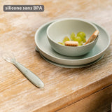 Nattou set repas silicone 3 pièces vert tilleul/lapin 873086