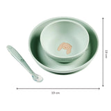 Nattou set repas silicone 3 pièces vert tilleul/lapin 873086