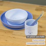 Nattou set repas silicone 4 pièces bleu 873093