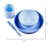 Nattou set repas silicone 4 pièces bleu 873093