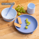 Nattou set repas silicone 4 pièces bleu 873093
