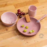 Nattou set repas silicone 4 pièces rose 873109