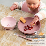 Nattou set repas silicone 4 pièces rose biche 873116