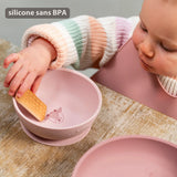 Nattou set repas silicone 4 pièces rose biche 873116