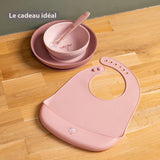 Nattou set repas silicone 4 pièces rose biche 873116