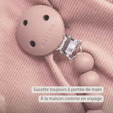 Nattou attache-sucette silicone dégradé rose 873185