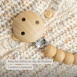 Nattou attache sucette en silicone effet bois 873475
