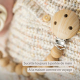 Nattou attache sucette en silicone effet bois 873475