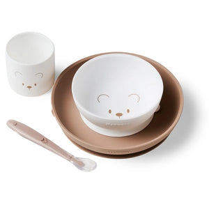 Nattou set repas silicone 4 pièces blanc/beige 874106