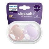 Avent Sucette 0-6m Ultra Soft duo Rose/Mauve SCF091/31