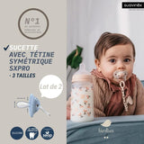 Suavinex sucette SX Pro 6-18m Birdies beige (lot de 2) 309060