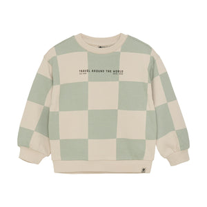Daily Seven pull oversize motif carreaux menthe claire 920241