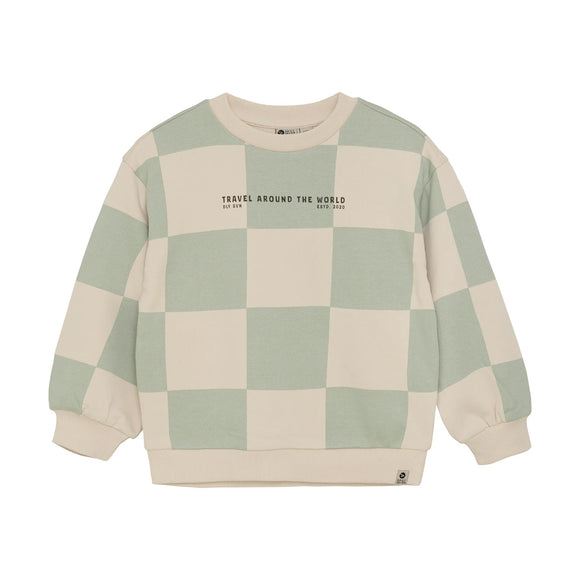 Daily Seven pull oversize motif carreaux menthe claire 920241