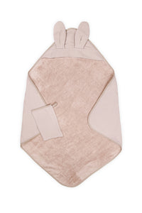 Bamboom cape de bain + gant de toilette waffle vintage pink