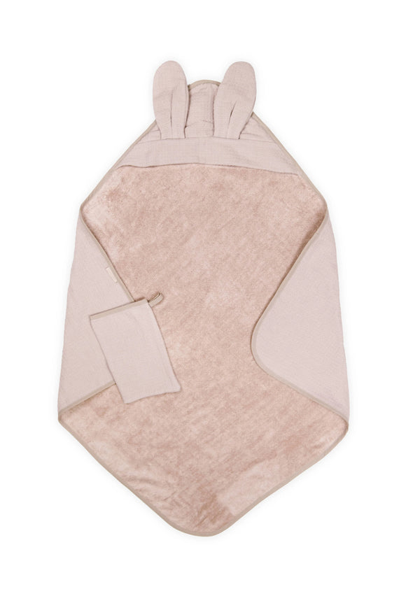 Bamboom cape de bain + gant de toilette waffle vintage pink
