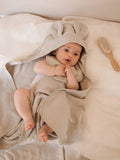Bamboom cape de bain + gant de toilette waffle warm white