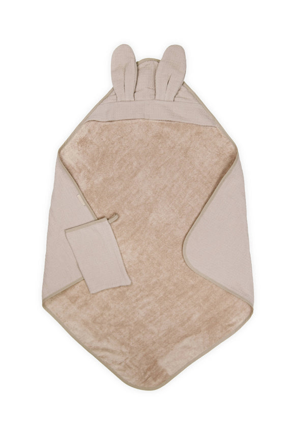 Bamboom cape de bain + gant de toilette waffle mocha sand