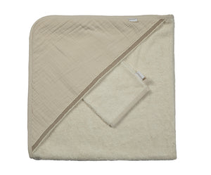 Pericles cape de bain + gant Nomad crème BC303CR