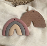 Leo et Lea anneau de dentition en silicone arc-en-ciel mauve