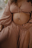 Proud Mama bola de grossesse Sofie or rose pieds de bébé cordon crème ID-671